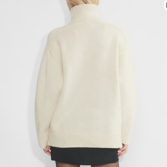 Aritzia Cream Turtleneck Sweater - Heather Birch Evita Merino Wool - Picture 2 of 4